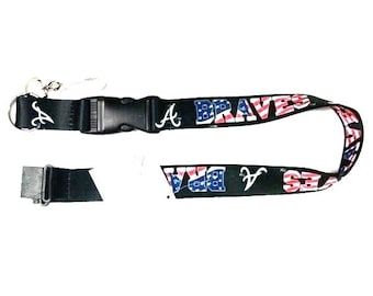 Atlanta Braves MLB Lanyard Keychain Independence, USA Flag Design Red White Blue Patriotic lanyard