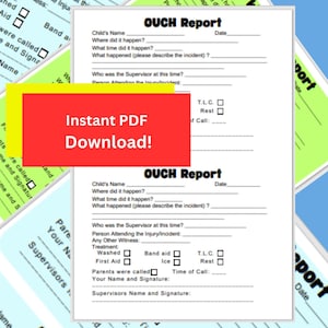 Ouch Report Bundle (5 Daycare Incident Report templates)