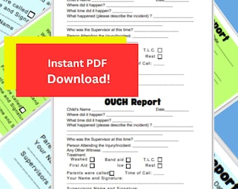 Ouch Report Bundle (5 Daycare Incident Report templates)