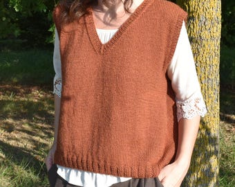 DIANE VEST Knitting Pattern | Easy Bottom-Up V-Neck Slipover PDF | Beginner Friendly | English & Italian