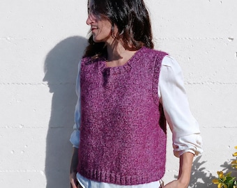 Easy Knit Vest Pattern | Bottom-Up Slipover (PDF) En/Fr/De/It