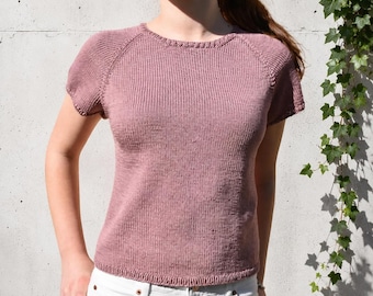 Modelo de Tricô para Camiseta Raglan | Blusa de Tricô Fácil e Sem Costuras de Cima para Baixo em PDF | Ideal para Iniciantes | Inglês/Francês/Itália