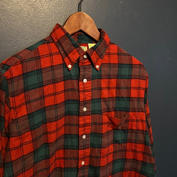 Vintage 80's LL Bean Plaid Flanel Shirt Maat Medium