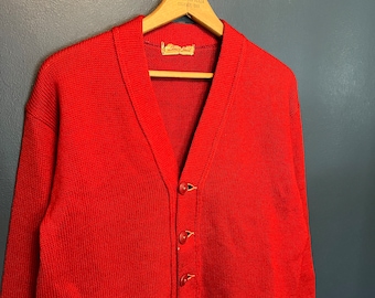 Vintage 50’s/60’s Linco Knit Varsity Knit Blank Cardigan Sweater Size S/M USA