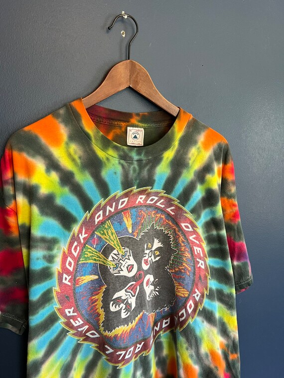 Vintage 90s Kiss Rock and Roll Tie Dye T Shirt Tee Size XL - Etsy