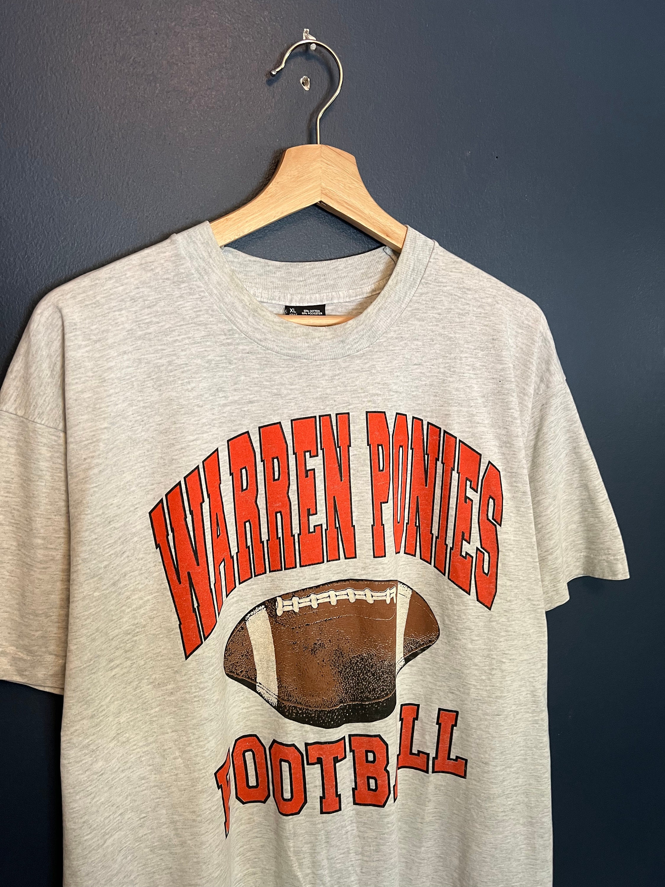 Vintage 90s Warren Ponies Football T Shirt Tee Size XL 