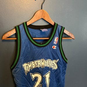 Rare VTG CHAMPION Kevin Garnett Minnesota Timberwolves NBA Jersey 90s Youth  XL