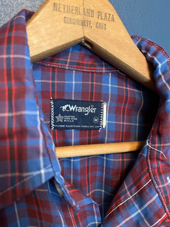 Vintage 80’s Wrangler Plaid Pearl Snap Western Po… - image 2