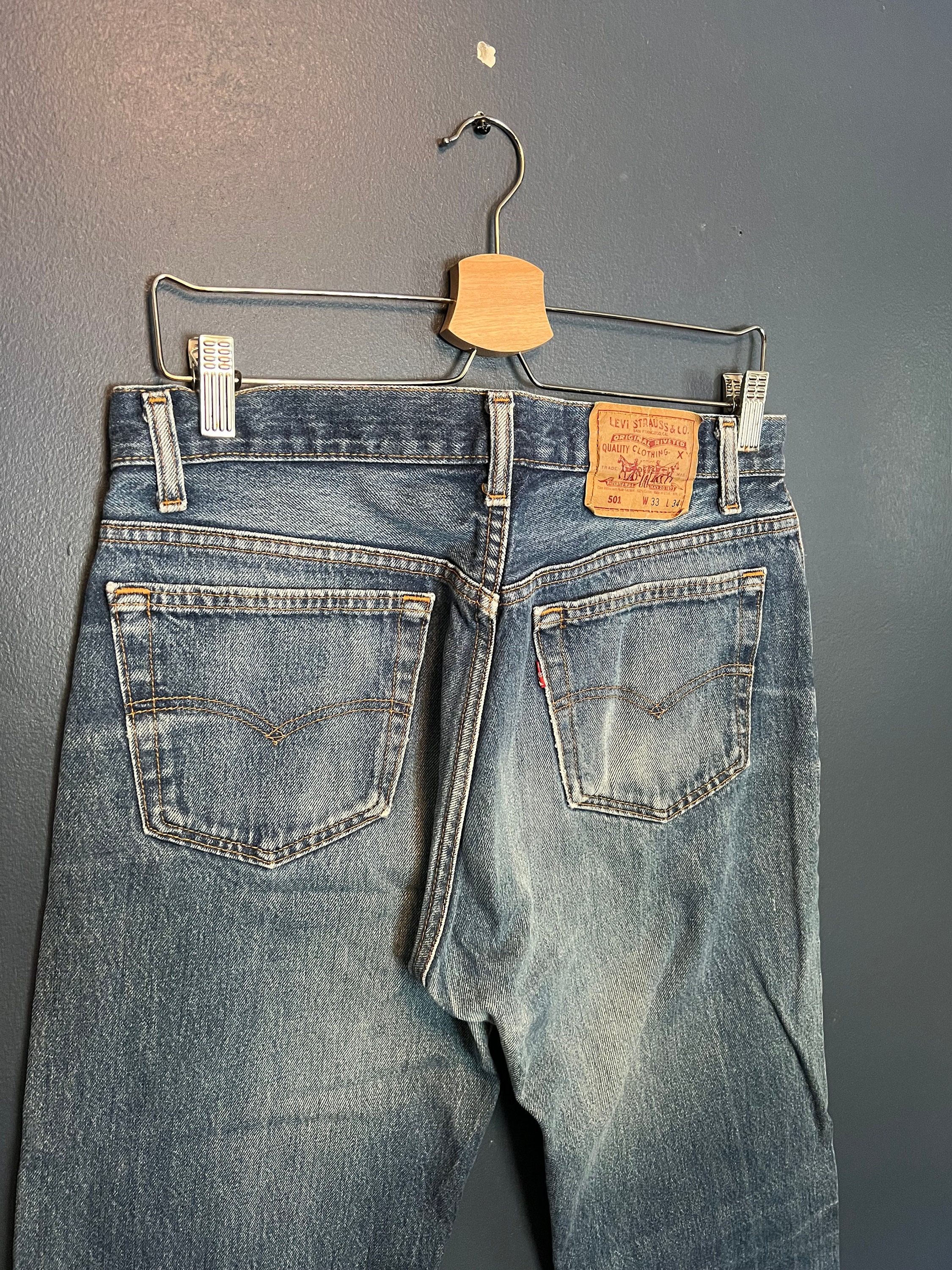 Mens Levis Strauss Original Riveted Jeans Size 31/34