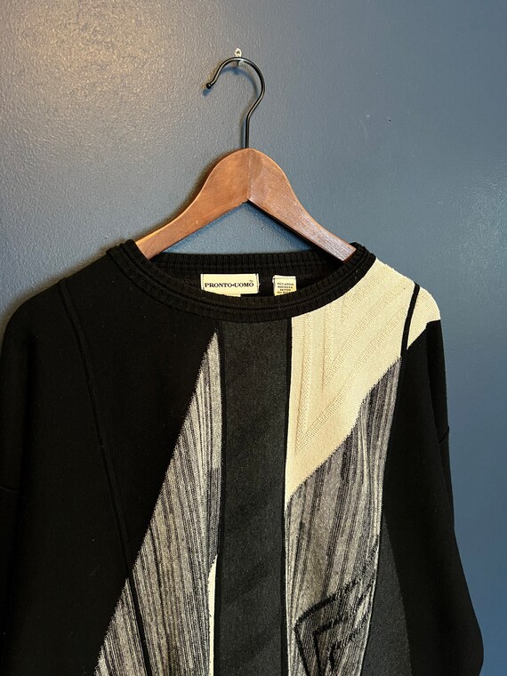 Vintage 90s Pronto Uomo Knit Pattern Sweater Size XLT Etsy
