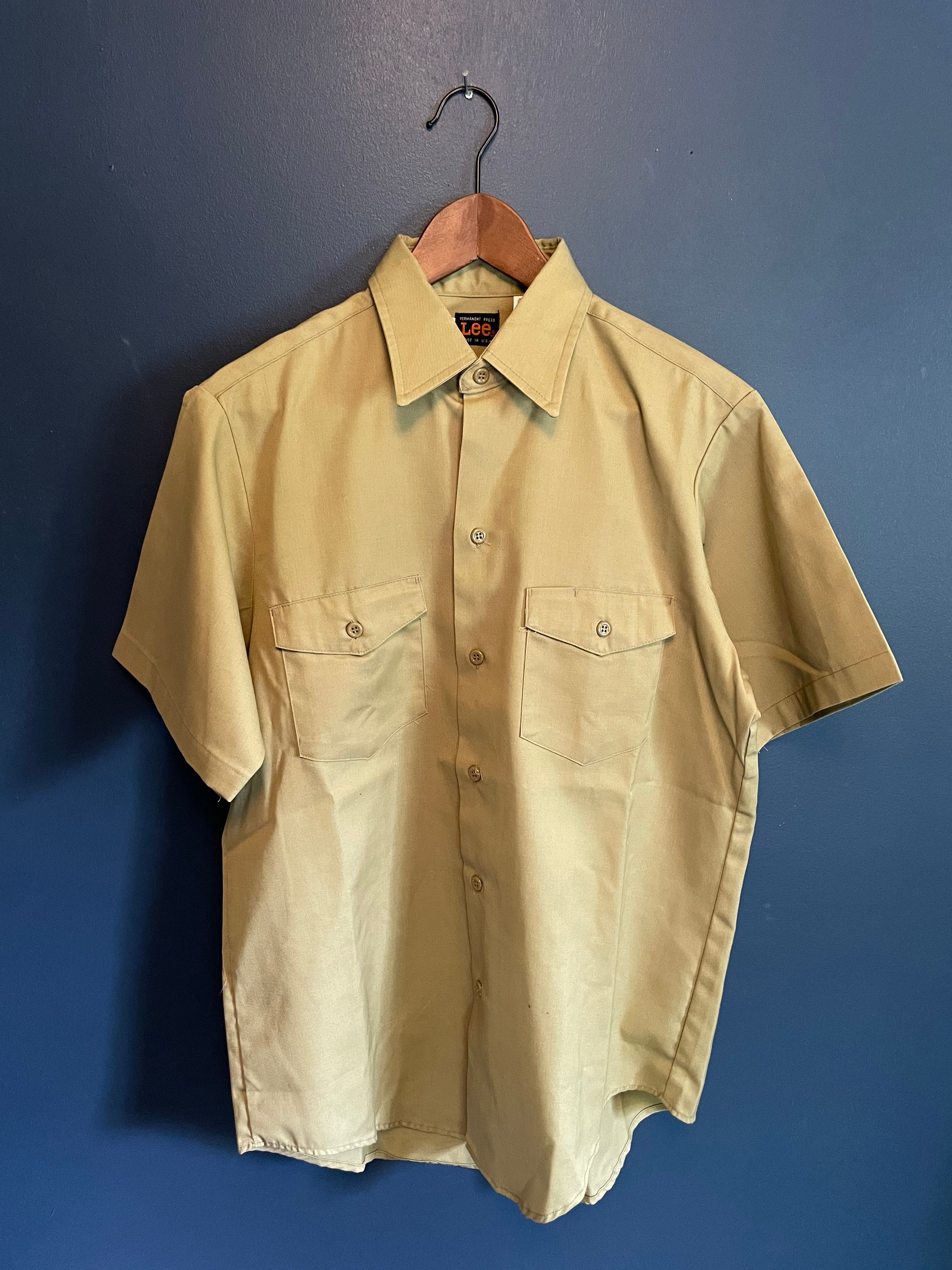 Vintage 80s Lee USA Made Permanent Press Khaki Work Shirt ...