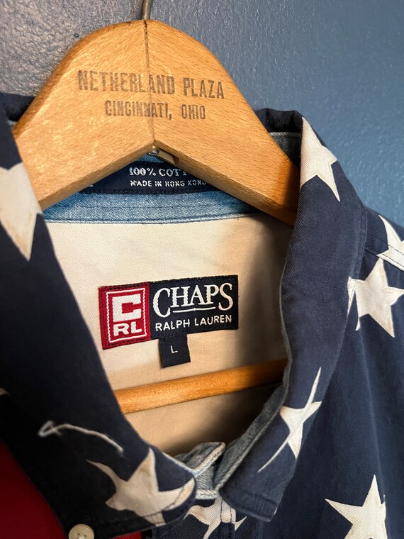 Vintage Y2K Chaps Ralph Lauren USA Flag Button Up Pol… - Gem