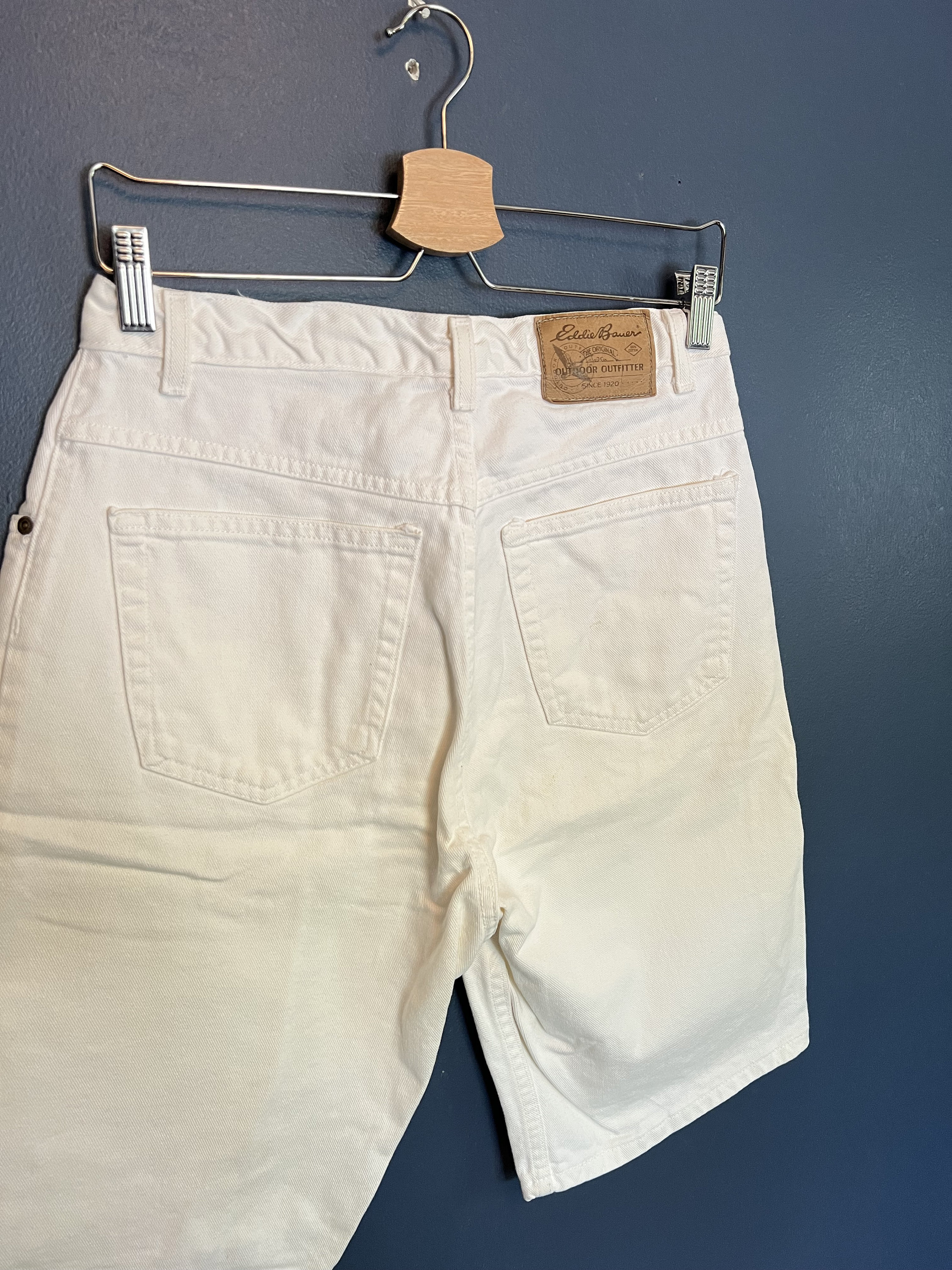 Vintage 90s Eddie Bauer White Baggy Denim Jean Shorts Size 31 USA