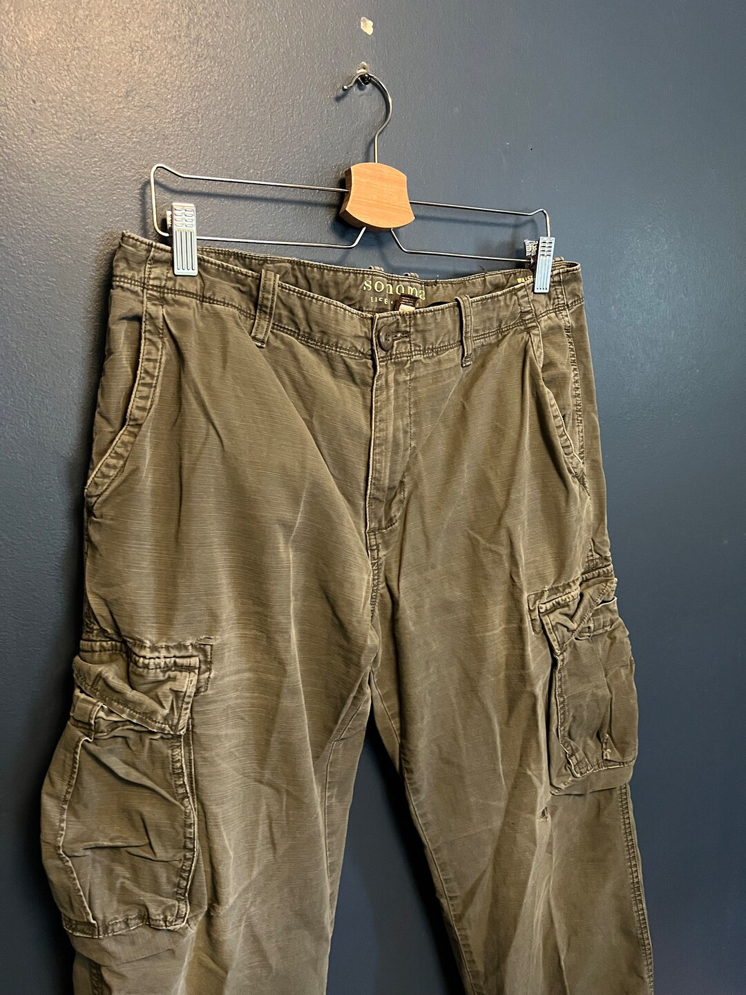 Y2K Sonoma Army Green Baggy Cargo Pants Size 34x32 - Etsy