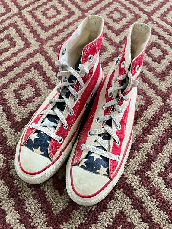 Vintage 90s Converse Chuck Taylor High USA Flag Sneakers Size 6 - Etsy