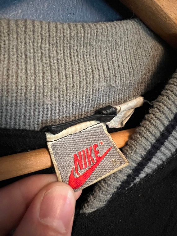 Vintage 90’s Nike Grey Tag Wool Zip Leather Nike … - image 3