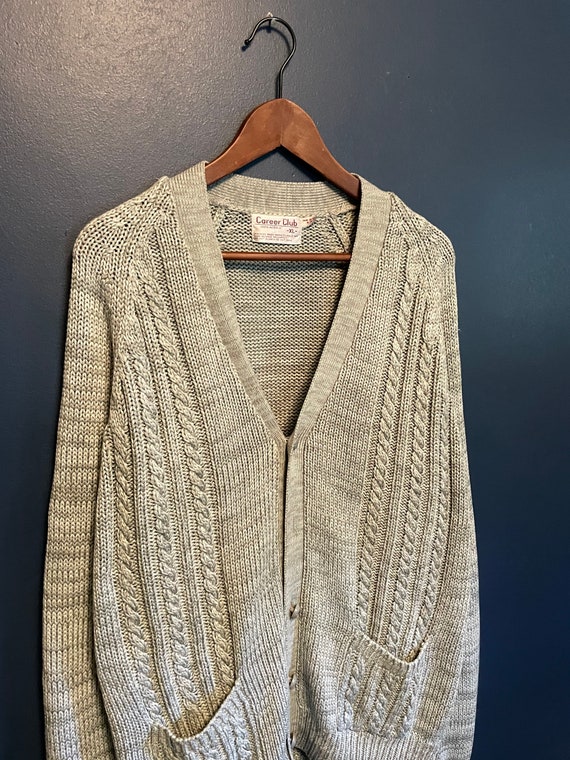 Vintage 90’s Grey Cable Knit Cardigan Sweater Siz… - image 1