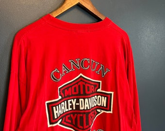 Vintage Y2K Harley Davidson Motorrad Langarm Shirt Größe X Large