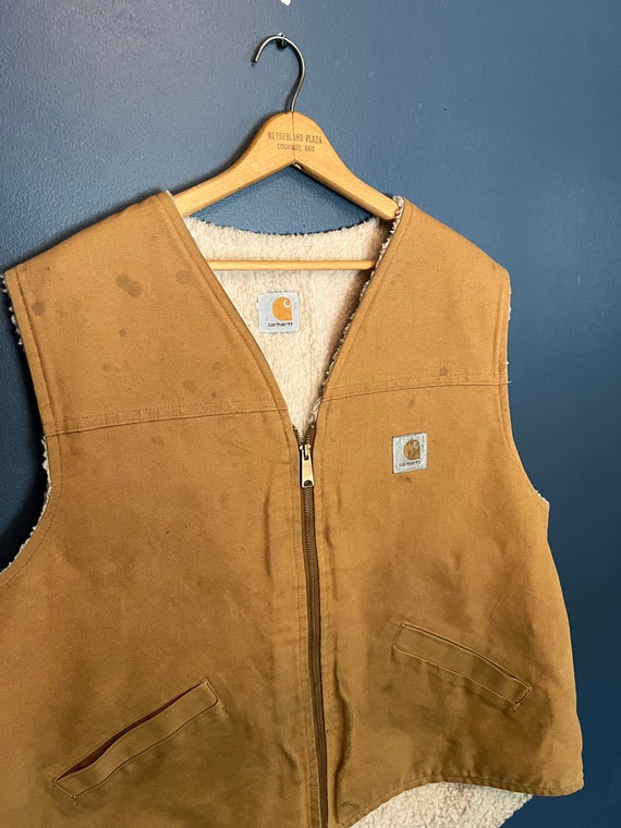 Vintage 80s Carhartt Sherpa Lind Zip Canvas Vest Size XL/2XL - Etsy