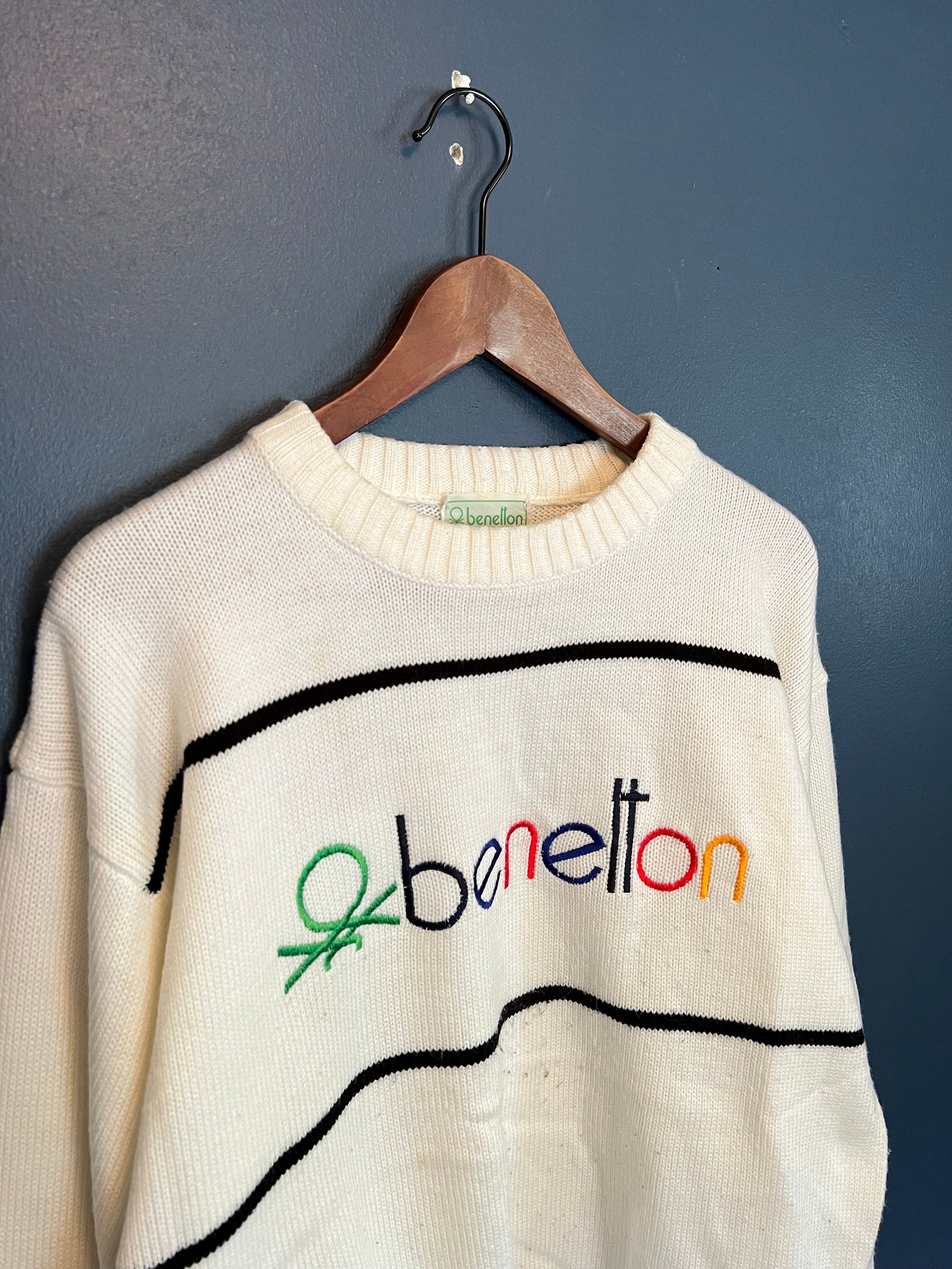 Vintage 80s Benetton Knit Sweater Size XL - Etsy