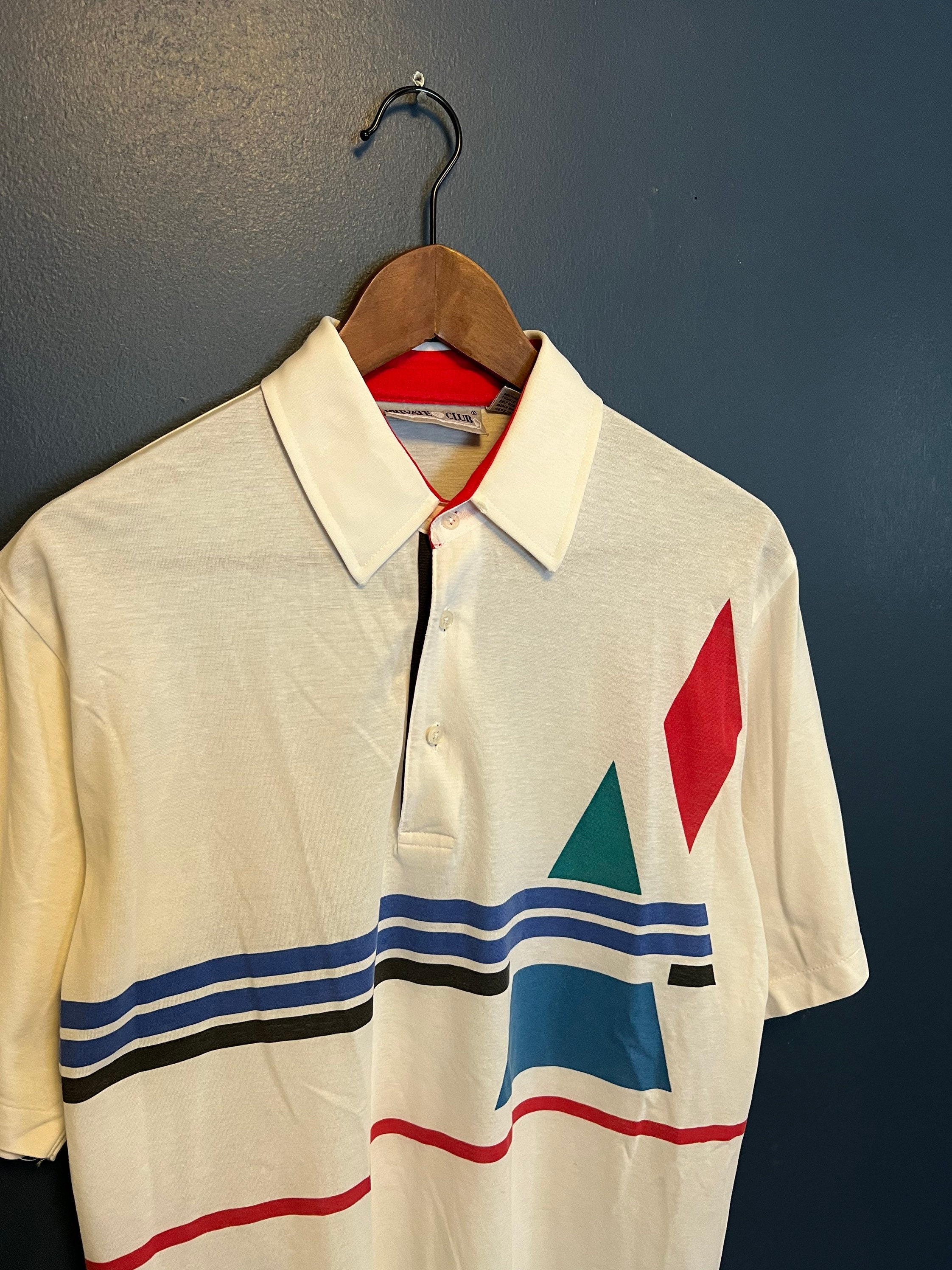 Vintage 80s Abstract Art Polo Shirt Size Medium Etsy