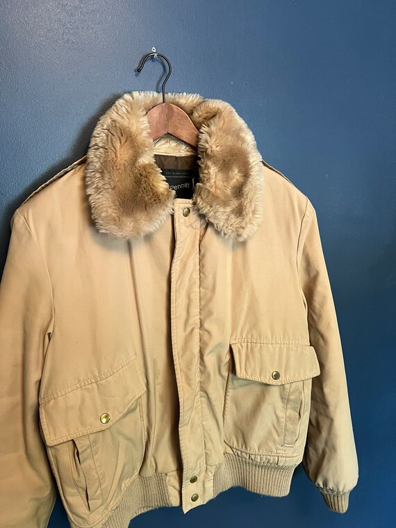 Vintage 70’s JCPenneys Fur Collar Tan Zip Jacket S