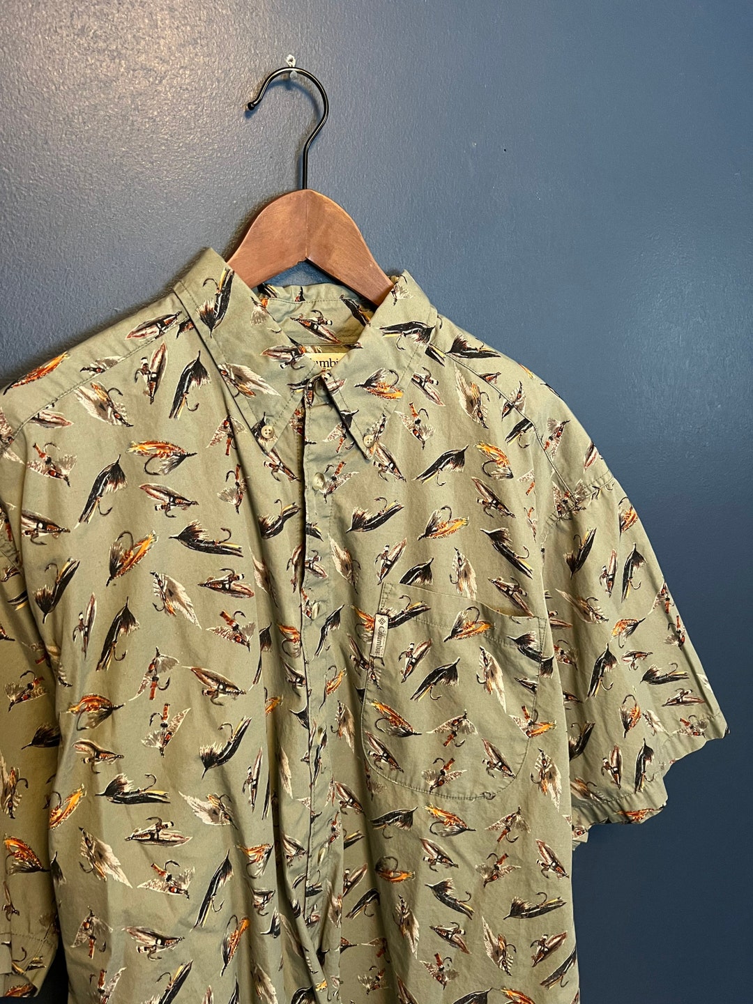 Vintage Y2K Columbia Fly Fishing Lures All Over Print Shirt Size X Large Etsy