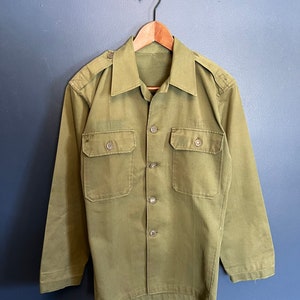 Vintage 50s Military Button up Field Shirt Size Small - Etsy