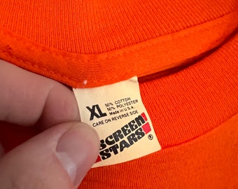 Vintage 80s Screen Stars Orange Blank Essential T Shirt Tee Size X