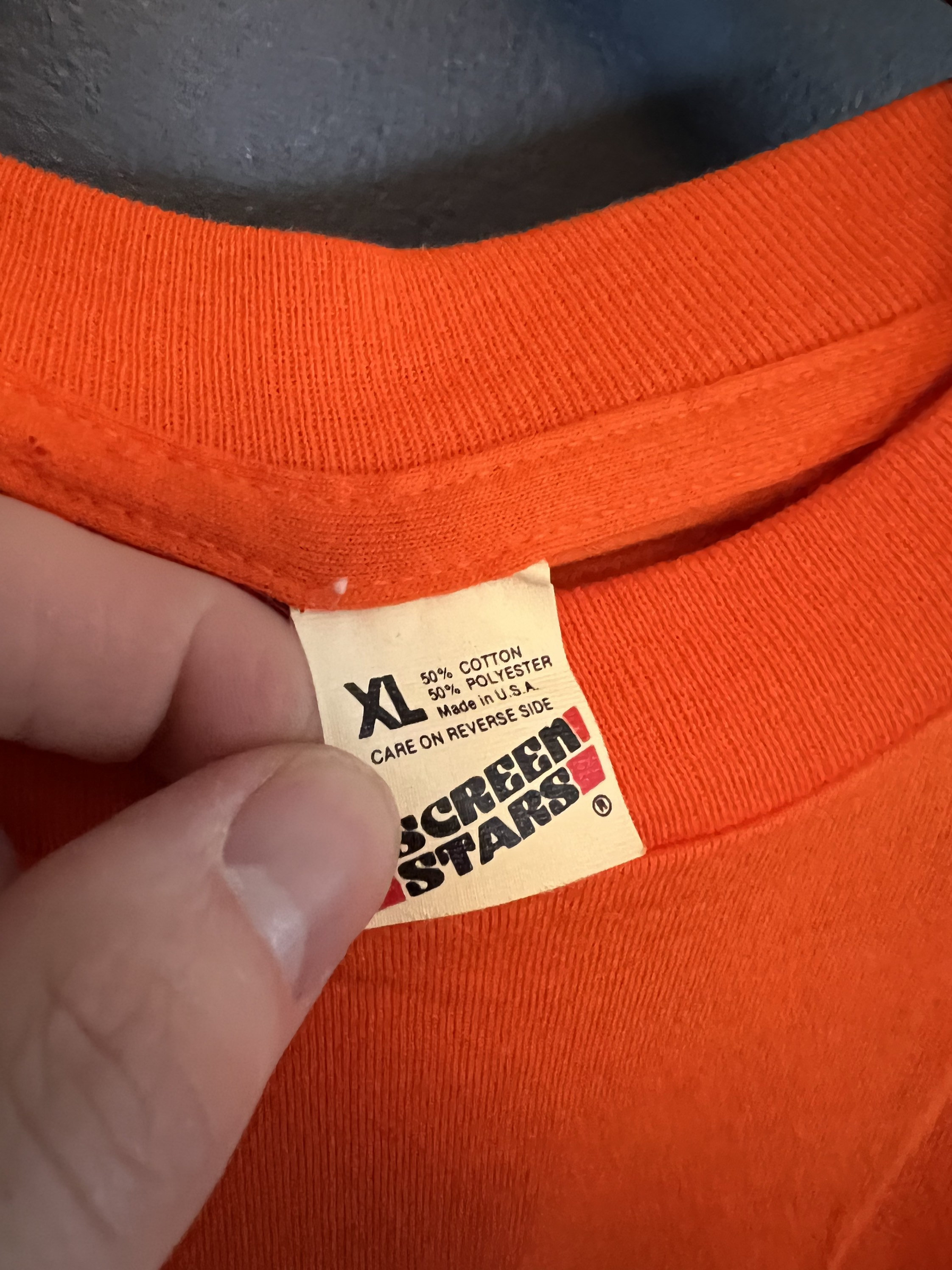 Vintage 80s Screen Stars Orange Blank Essential T Shirt Tee Size X 