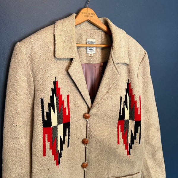 Mid - Century Ganscraft / Chimayo Hand Woven Wool Jacket Oretgas