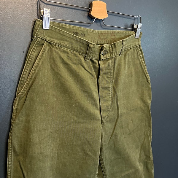 Vintage 50’s US Army HBT Fatigue Olive Green Pants Size 30