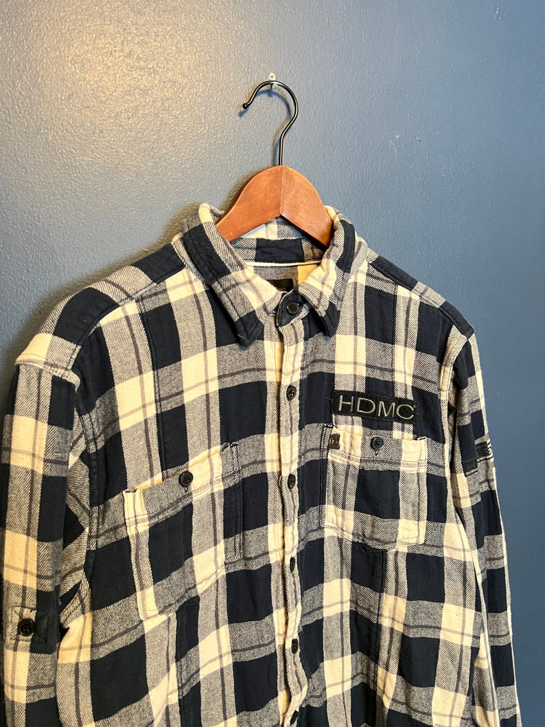 Y2K Harley Davidson Motorcycles Plaid Flannel Size Large Etsy