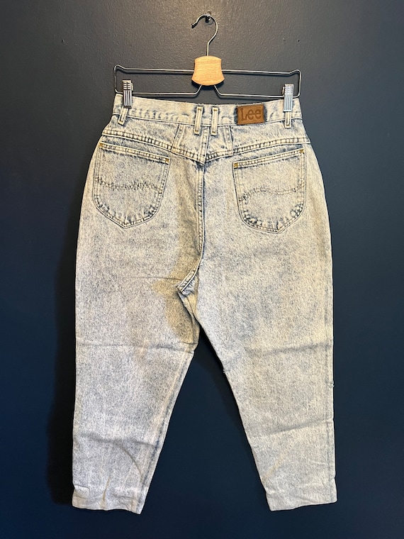 Vintage 80’s Lee Acid Wash Denim Blue Jeans Size … - image 2
