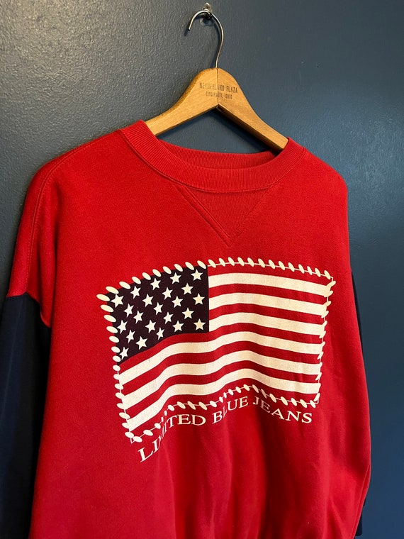 Vintage 90’s Limited Blue Jeans Flag Crewneck Size