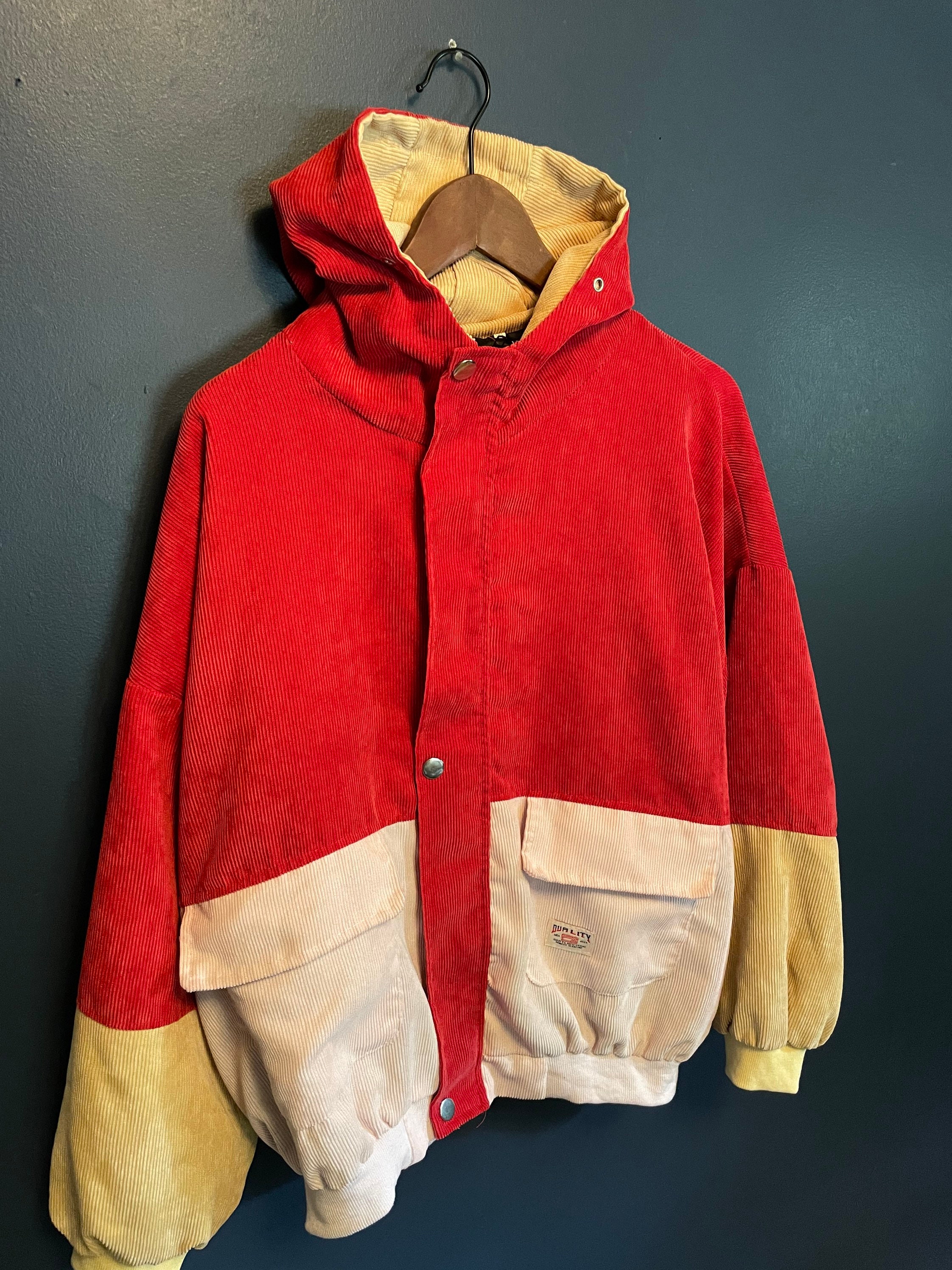 GoldsmithVintageShop Grey and Red Varsity Jacket