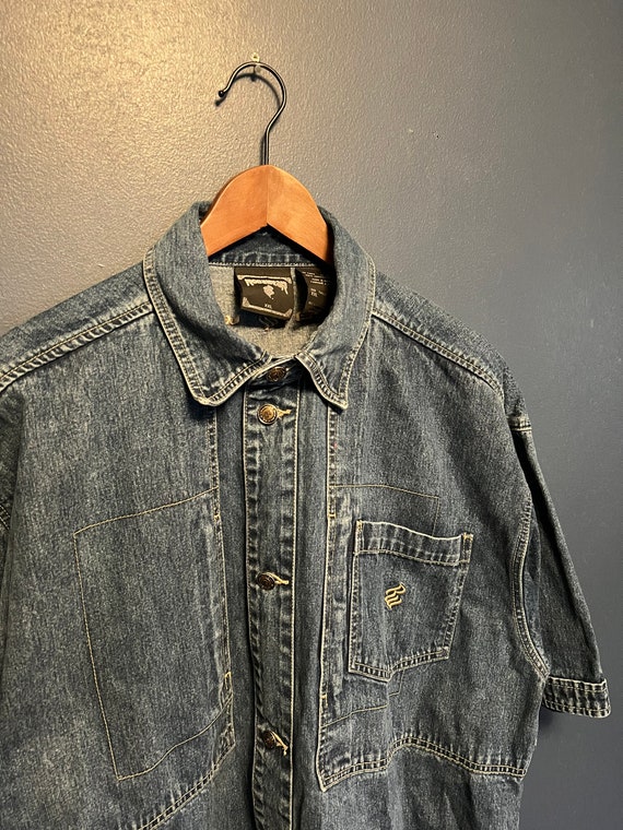 Vintage Y2K Rocawear Denim Button Up Shirt Size X… - image 1