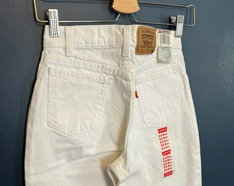 Brand New Vintage 80’s Levis White Student Denim Jeans Size 14 Slim USA Made