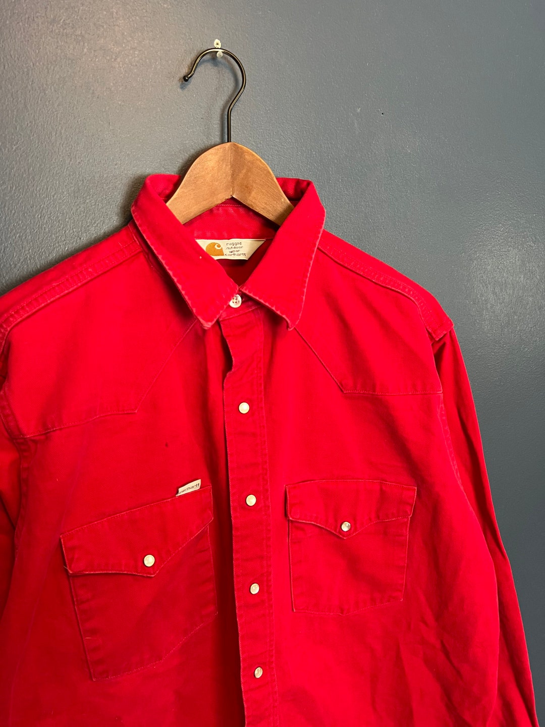 Vintage 90s Carhartt Pearl Snap Western Wear Button up Shirt - Etsy