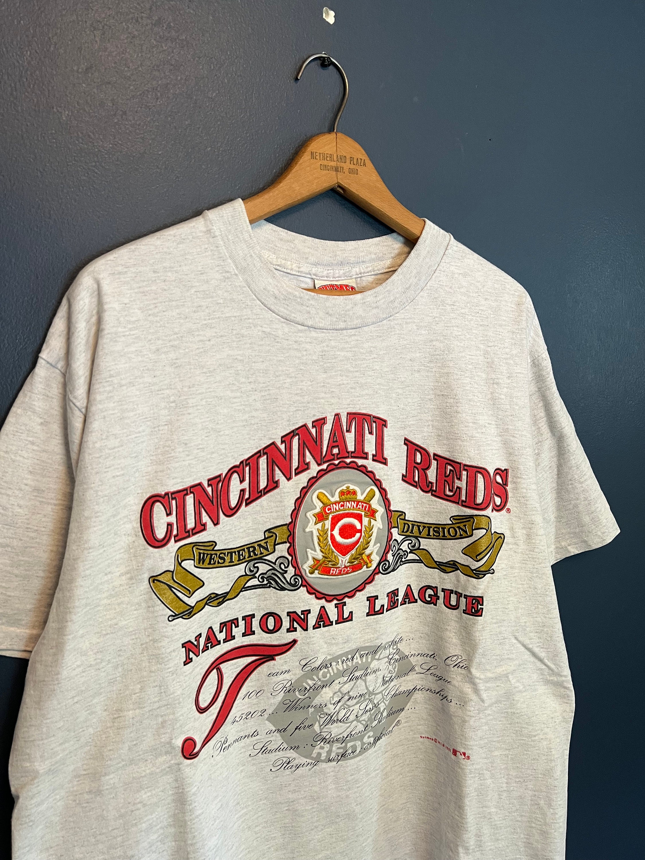 Cincinnati Reds MLB Baseball Heather Gray Sublimated T-Shirt XL