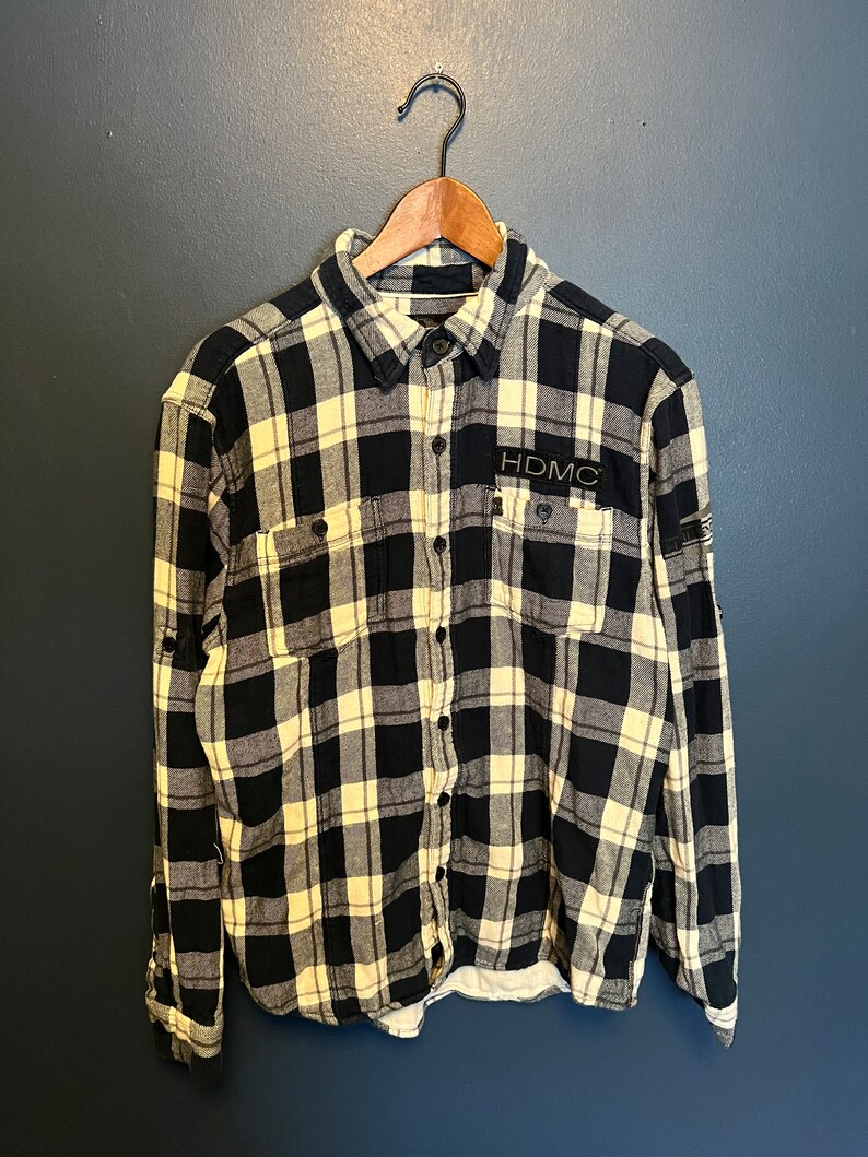 Y2K Harley Davidson Motorcycles Plaid Flannel Size Large Etsy