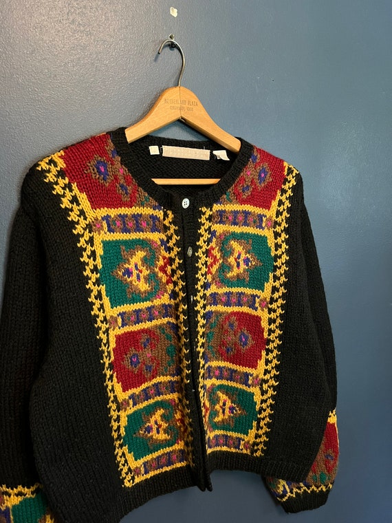 Vintage 90’s Perry Ellis Portfolio Wool Knit Cardi