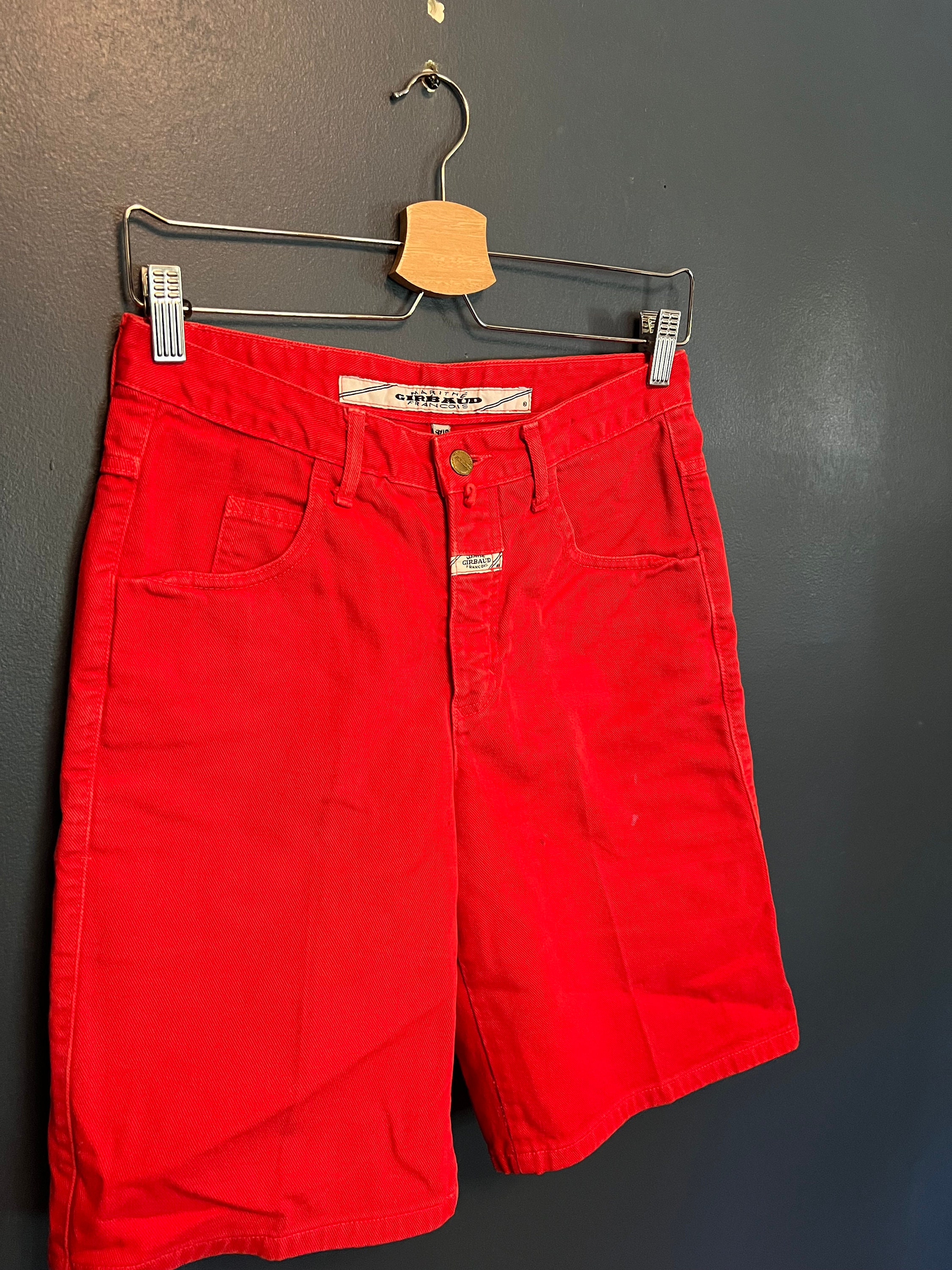 Vintage 90’s MFG Marithe Francois Girbaud Red Denim Shorts Size 9/10