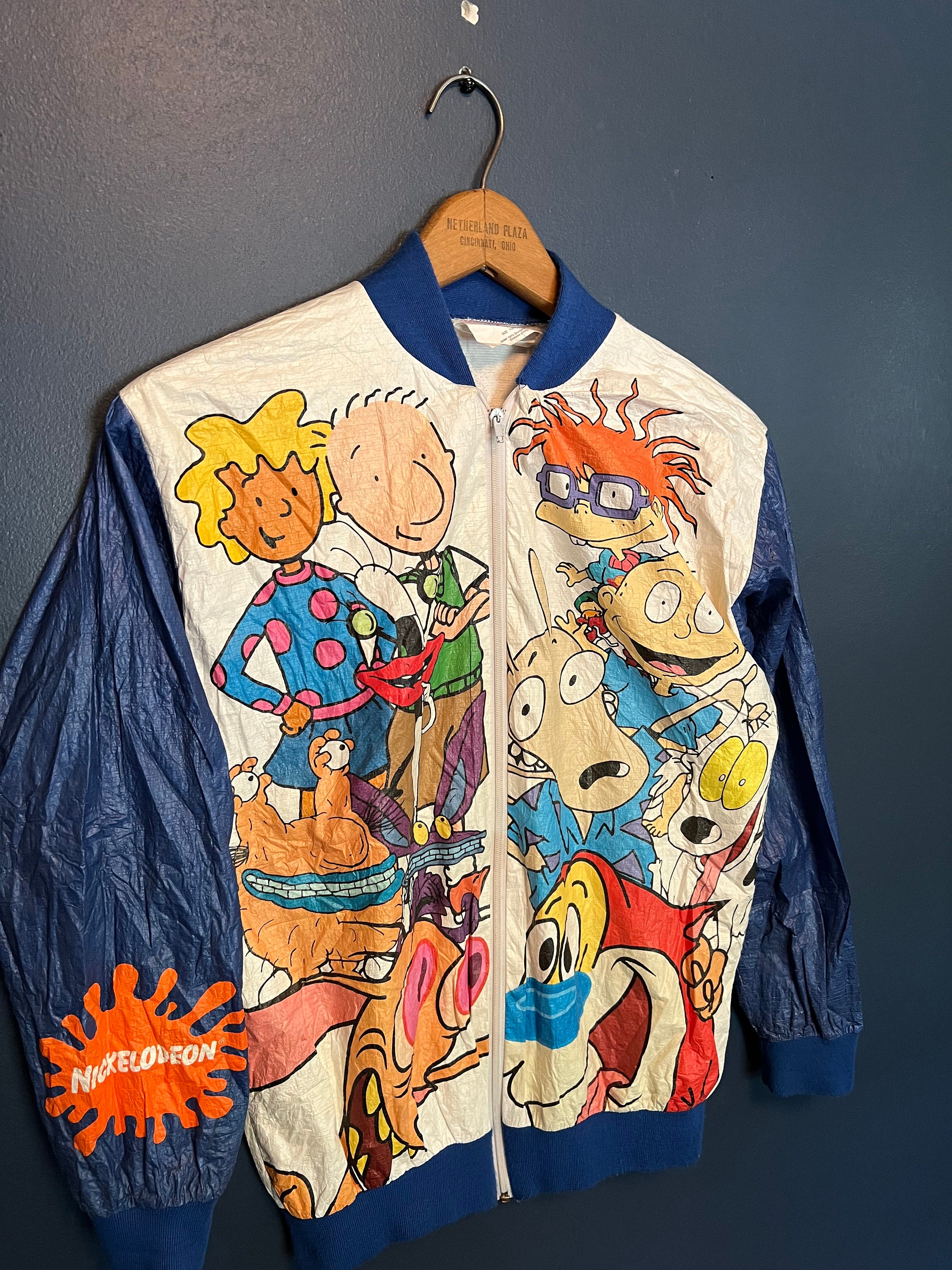 Vintage 90 s Nickelodeon Cartoon Zip Windbreaker Jacket Size Youth Large