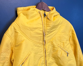 Vintage 70’s Sears Ted Williams Yellow Hooded Insulated Zip Parka Jacket Size Medium USA Made