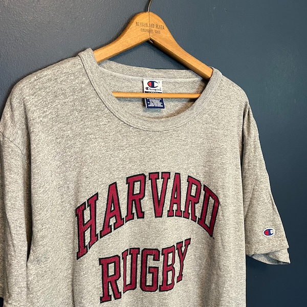 Vintage 90’s Champion Harvard Rugby College Tee Size Large