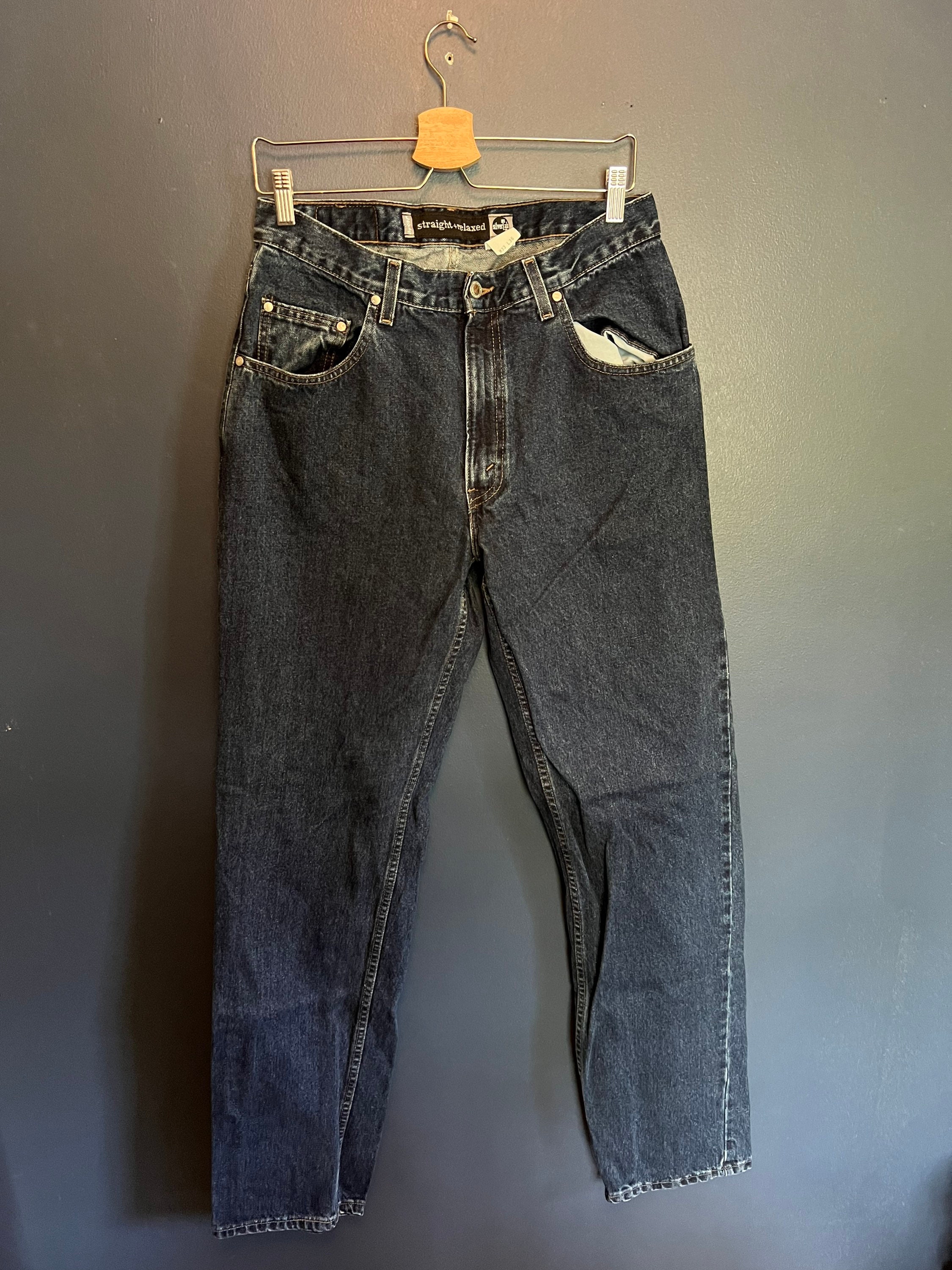Vintage Mens Levi's Silvertab Purple Label 90's Baggy Black Jeans Size  36x25 USA