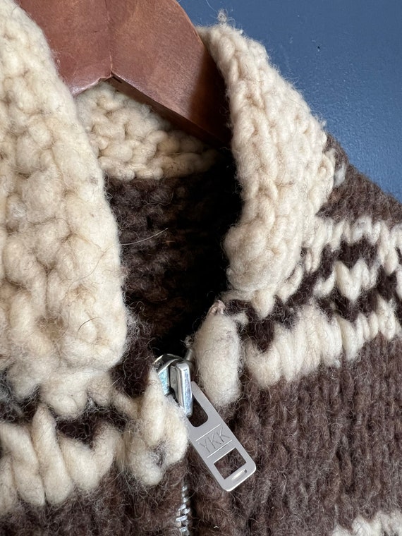 Vintage 60’s Zip Deer Knit Pattern Cowichan Sweat… - image 4