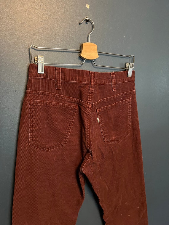 Vintage 80s Levis Maroon Corduroy Denim Pants Size 32 34 USA Made