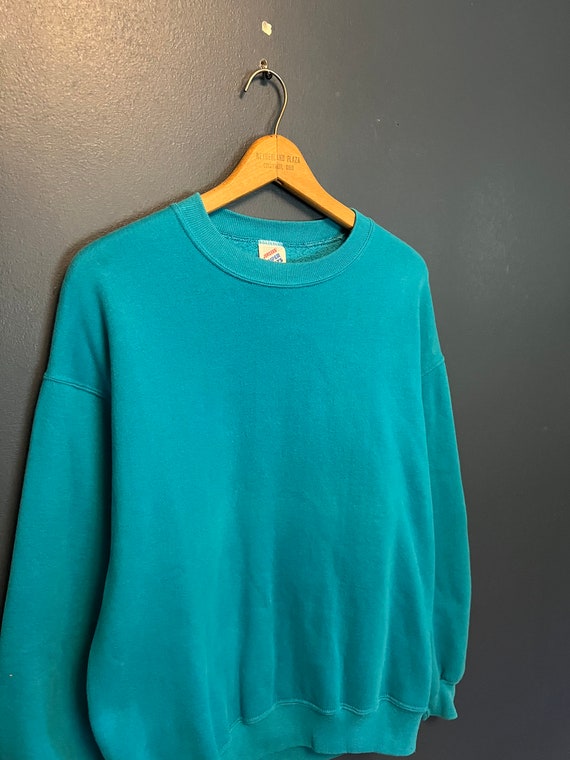 Vintage 80’s Jerzees Teal Blank Essential Crewneck